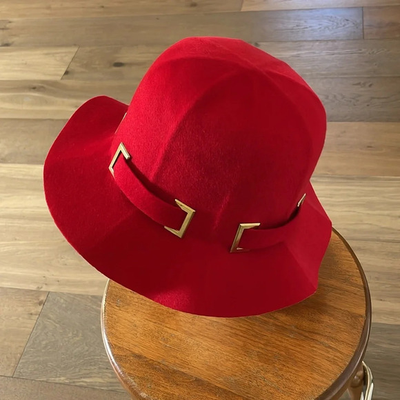 Vintage Red With Gold Accents 100% Wool Hat US Made Union Made main image 9